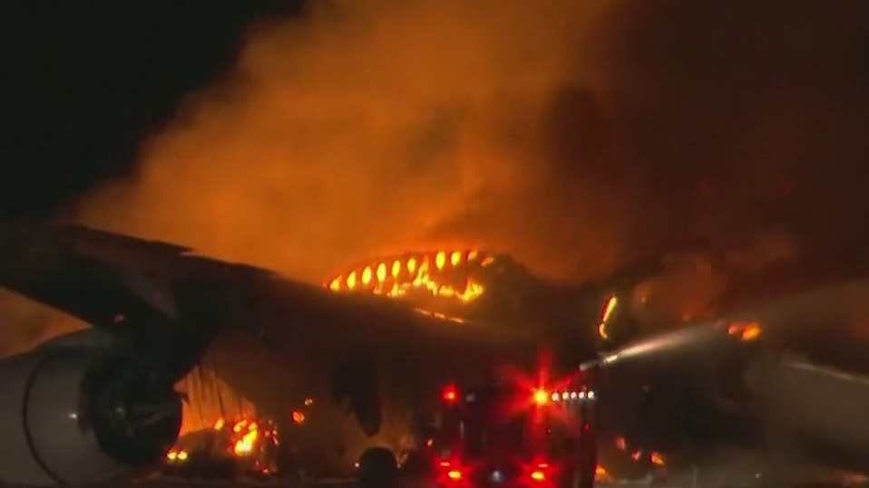 Plane catches fire at Japan’s Haneda airport